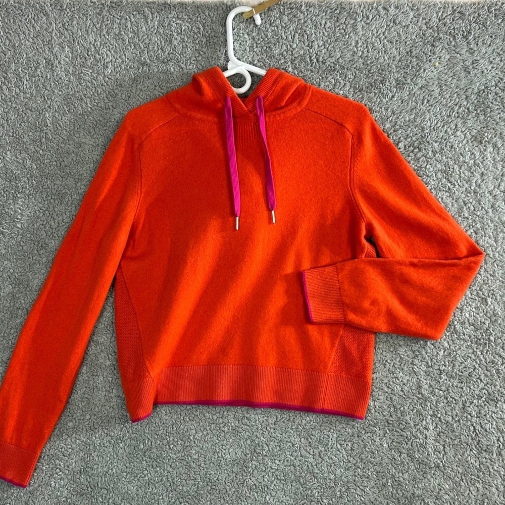 Rag & Bone Dopamine Dressing Cashmere Hoodie Sweater M Quiet Luxury Chic Orange - Picture 2 of 10